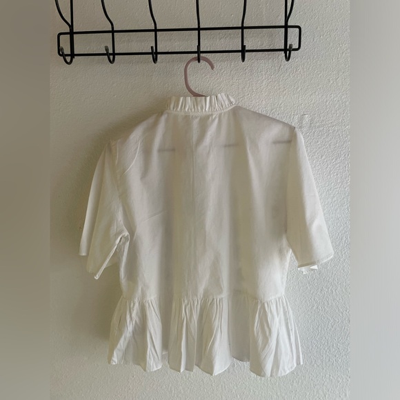 NWT Zara White Lace Button-Up Blouse - Picture 6 of 7